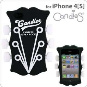  Candies Guitar Head Silicon Cover for iPhone 4S/4 (Black 