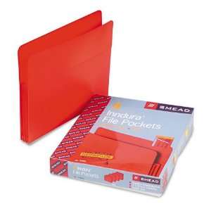   Drop Front File Pockets, Straight Tab, Poly, Letter, Red, 4/Box