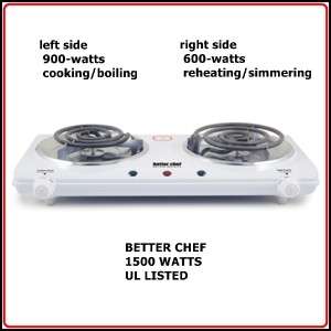 BETTER CHEF DOUBLE ELECTRIC HOT PLATE PORTABLE CANNING CAMPING COOKING 