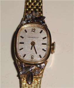   CARAVELLE AUTHENTIC DUAL DIAMOND 17 JEWEL WATCH GOLD & SILVER  