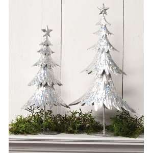  Metal Christmas Tree Set of 2 Table Decor Silver