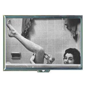  1950s Pin Up Washes Leg in Tub ID Holder, Cigarette Case 
