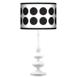  Black Orbs Giclee Paley White Table Lamp