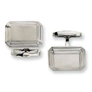  Chisel Cut Cornered Rectangle Stainless Steel Cuff Links 