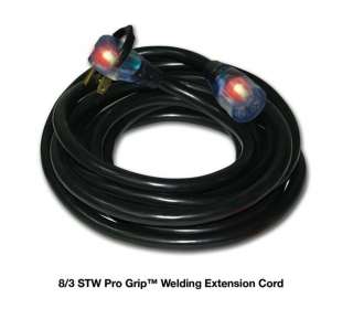 50Ft 8 Gauge 50A Pro Grip Lighted Welding Extension Cord Right Angle 