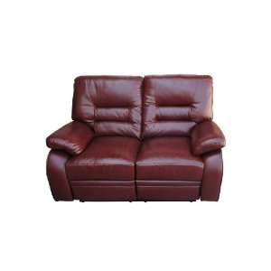 com European Style Dark Red Leather Reclining Double Seats Chair Sofa 