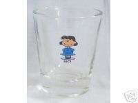 LUCY FROM THE PEANUTS GANG ON A CLEAR SHOT GLASS  