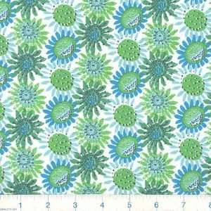  45 Wide Bing Daisies Allover White & Green Fabric By The 