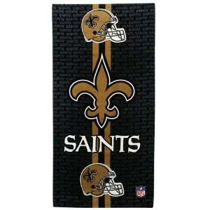  New Orleans Saints 30 x 60 Black Team Stripe Beach Towel 