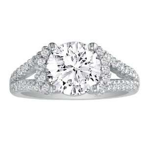  Very Fine 2ct Round Center Diamond Engagement Ring in 14K 
