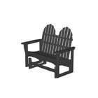   Earth Friendly Outdoor Patio Double Glider Adirondack Chair   Black