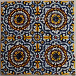 W168   16 Decorative 4x4 Mexican Talvera Handmade Tile  