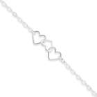 goldia Sterling Silver 10inch Polished Puffed Heart Anklet