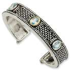 JewelryWeb Sterling Silver With 14k 4.80Sky Blue Topaz Cuff Bracelet