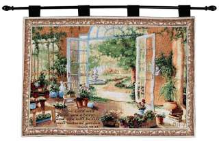 French Doors Garden Room Tapestry Wall Hanging w/Verse 725734404367 