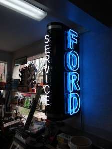 Ford Double Sided Dealer Service Neon Sign Non Porcelain Vertical 