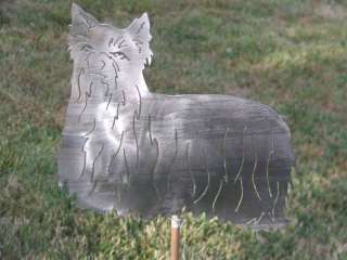 Yorkshire Terrier Dog yard garden art statue home decor stake metal 