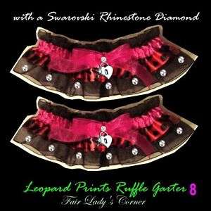 Hot Pink camo wedding garters bridal prom party heart  