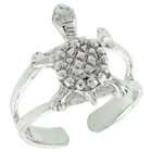  Silver Sterling Silver Turtle Adjustable (Size 3 to 6) Toe Ring 
