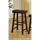 Poundex Set of 2 brown faux leather bar stools