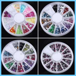 10 Nail Art Glitters Beads Rhinestone Decoration Wheel  