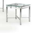 in chrome finish end table with black glass top in chrome finish