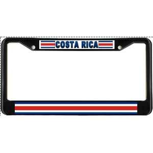 Costa Rica Rican Flag Black License Plate Frame Metal Holder