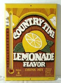 Vintage 1986 Country Time Lemonade Tin Thermometer Mint Condition 