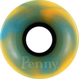  Penny 59mm Cyan/Org Swirl Skateboard Wheels (Set Of 4 