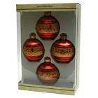 IWGAC Glass Ball Ornament 4pc Set Red/Gold with Gold Glitter