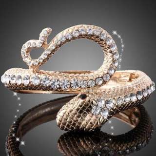 Clear Swarovski Crystal Snake hinged bangle Bracelet  