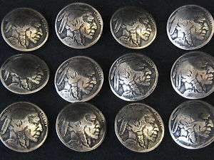 12) INDIAN HEAD NICKEL CONCHO/BUTTONS (REAL NICKELS)  