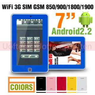  Inch Android 2.2 Mid Tablet Phone Call Quad Band GSM SIM WiFi/3G