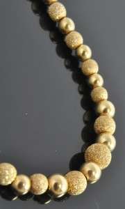 Italian 14K Yellow Gold Graduated Textured Bead Ball Link Chain 