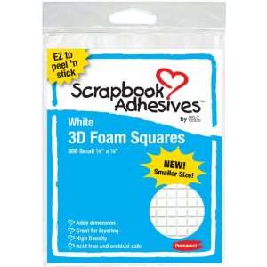 3D Permanent Foam Squares 308/Pkg White, .25X.25 