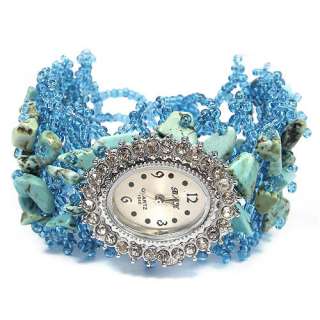   Gemstone & Quartz Ladies Handmade Jewellery Bracelet Watch  