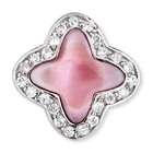   Pink Mother Of Pearl Inlay Cubic Zirconia. Diamond Clover Pendant