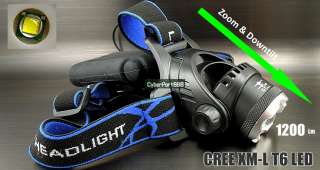 CREE XM L XML T6 LED Headlamp Headlight 1200 Lm Zoomable Zoom IN/OUT 