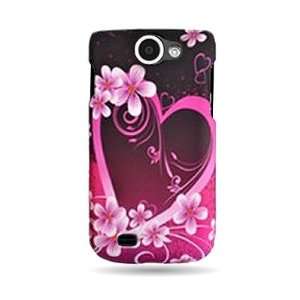 WIRELESS CENTRAL Brand Hard Snap on Shield With PINK HEART FLOWER LOVE 