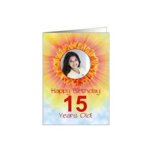 15th birthday sunshine flower photo card Card