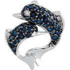 DiamondPrincess Genuine Sapphire & Diamond Dolphin Pendant