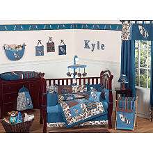 JoJo Designs Blue and Brown Surf Collection 9 Piece Crib Bedding Set 