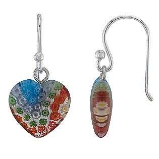 Red Glass Heart Earrings  Jewelry Sterling Silver Earrings 