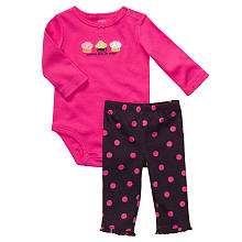 Carters Girls 2 Piece Bodysuit Set   Bright Pink (6 Months)   Carters 