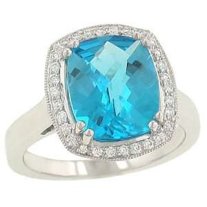  Blue Topaz(4.55ct) and Pave Diamond(.21ct) Ring Jewelry