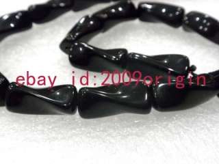 15.5 20*9mm black agate pillar twist beads  