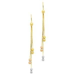  14K 3 Tri Color Gold Fancy Dangle Hanging Earrings for 