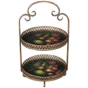  2 Tier Gold and Fruit Metal Cake Stand