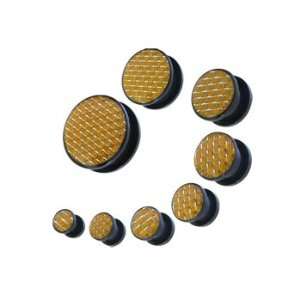 Acrylic Gold Carbon Fiber Screw Fit Plugs   3/4 (19mm)   Sold As A 