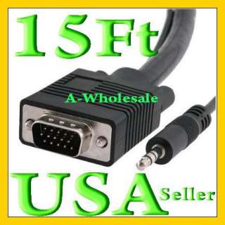 15 FT VGA SVGA Male with 3.5mm Audio Monitor Cable 282  